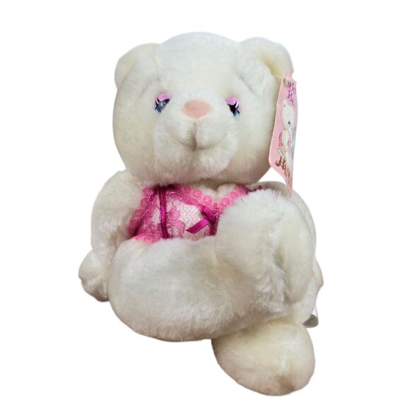 NWT Vintage Russ Boudoir Bear Plush 3621 White Lingerie Sexy White Pink 6" - Picture 4 of 11
